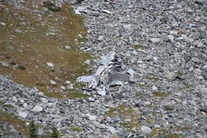 Even with a zoom lens the wreckage looked small from a distance.